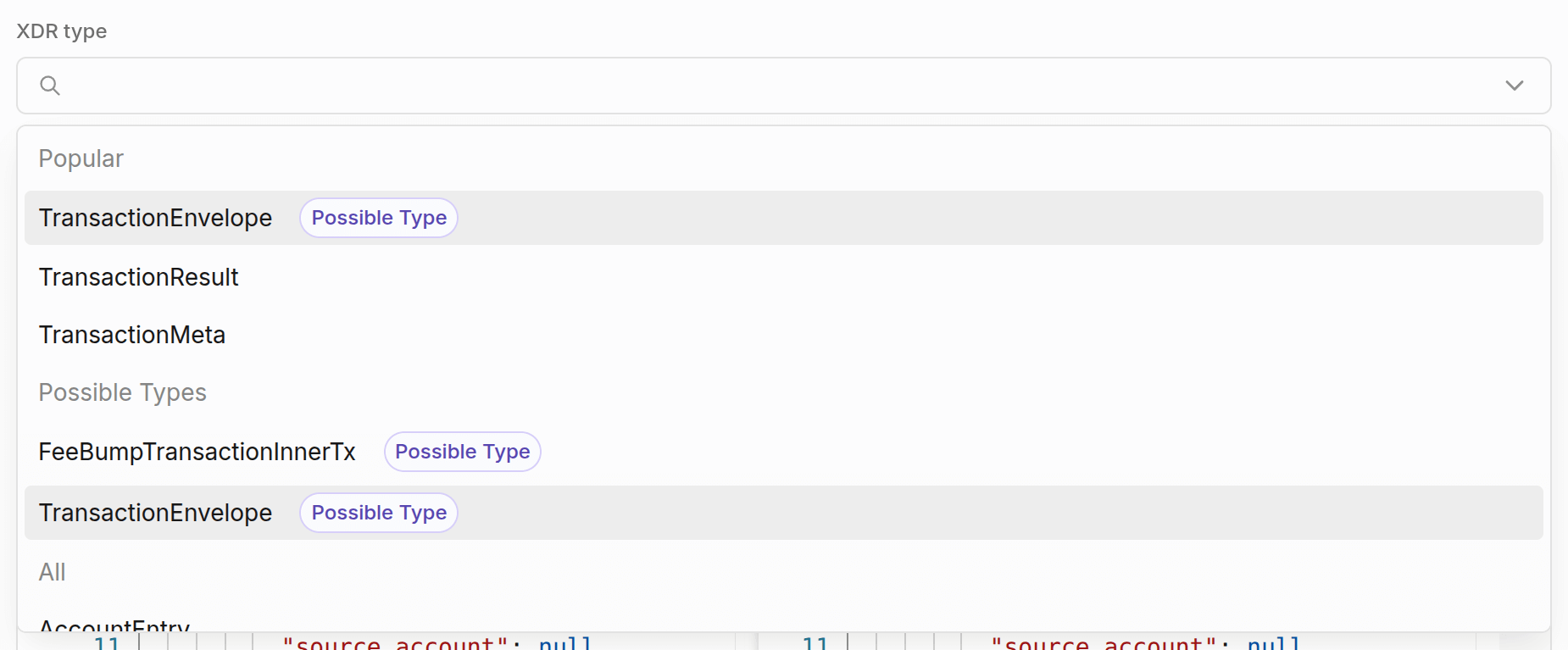Lab: XDR type dropdown